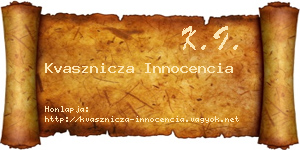 Kvasznicza Innocencia névjegykártya
